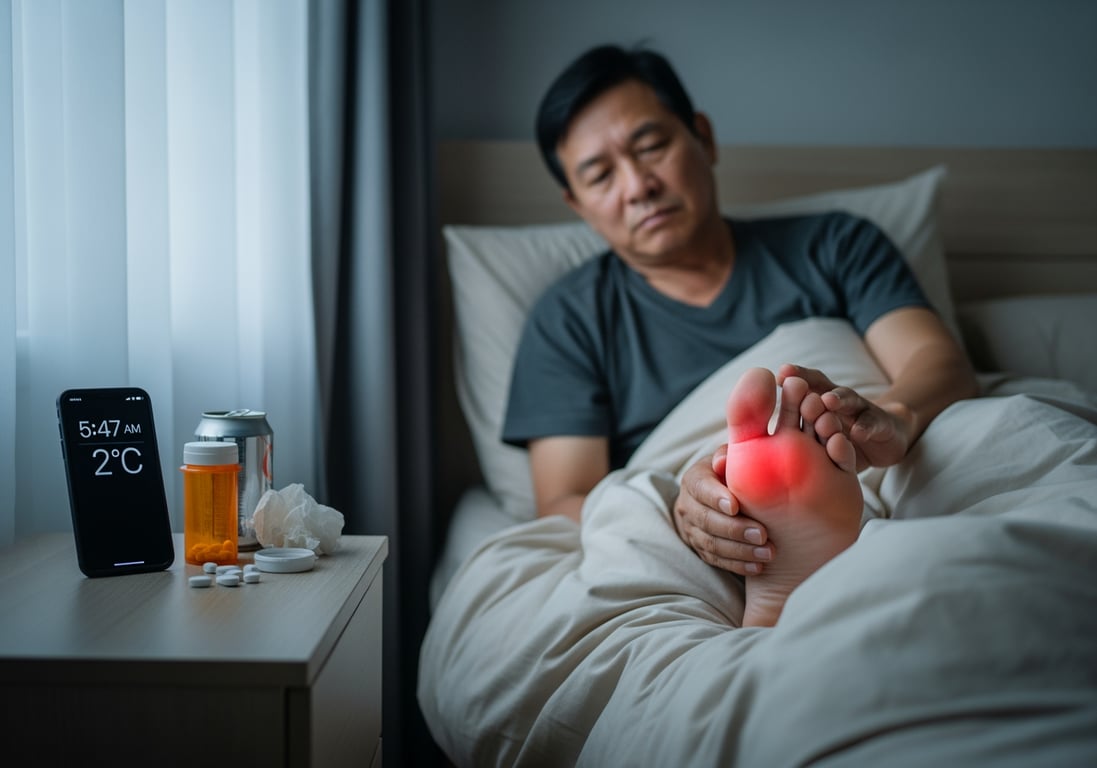痛風性關節炎為什麼遇冷就發作？從尿酸結晶到關節發炎的完整機制